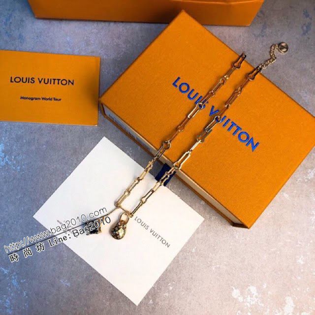 Louis Vuitton新款飾品 路易威登經典黑色琺瑯硬箱手袋吊墜項鏈 LV粗鏈條吊墜項鏈毛衣鏈  zglv2210
